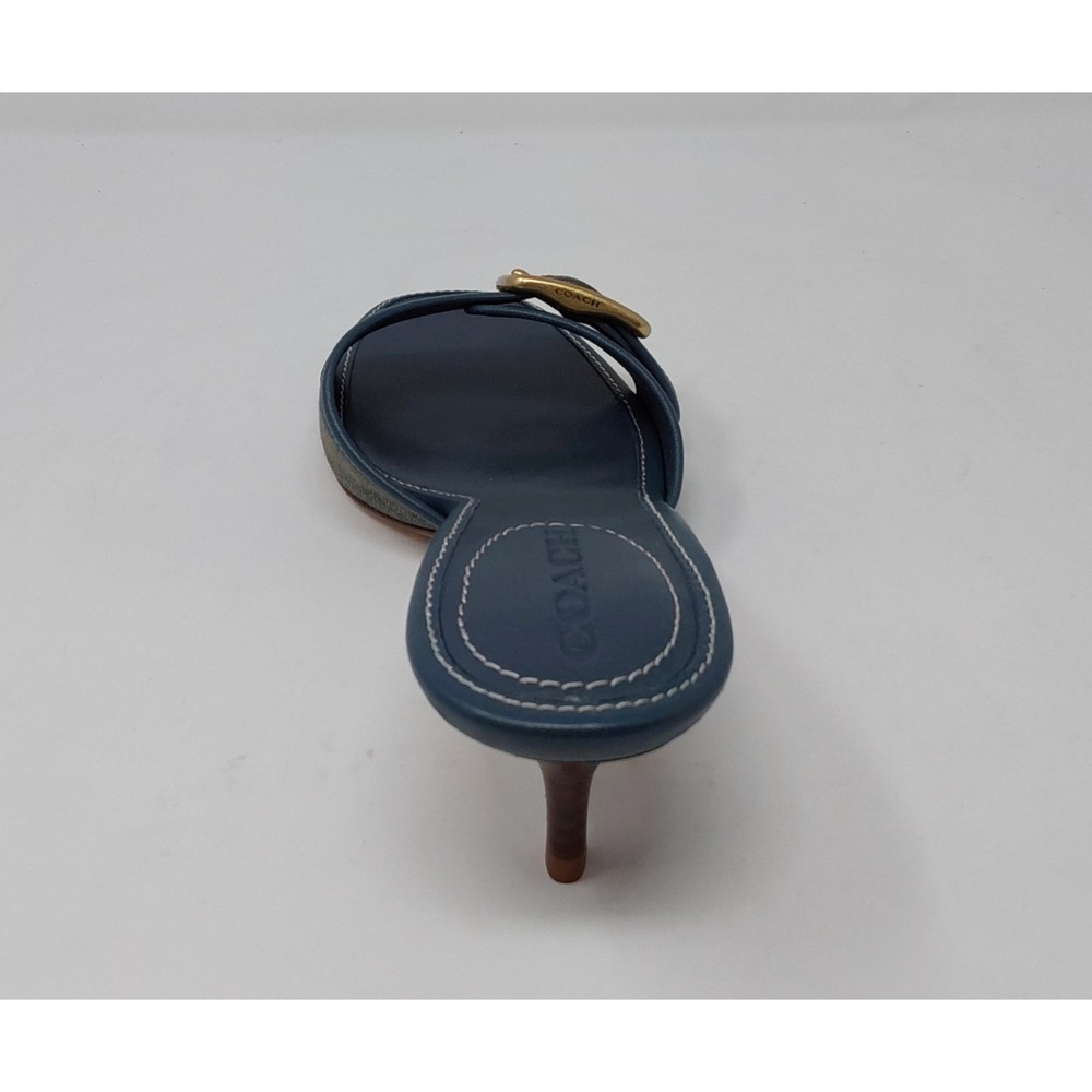 Coach Margot Dark Indigo Denim Buckle Heels Sandals Womens Size 8 - Picture 13 of 16